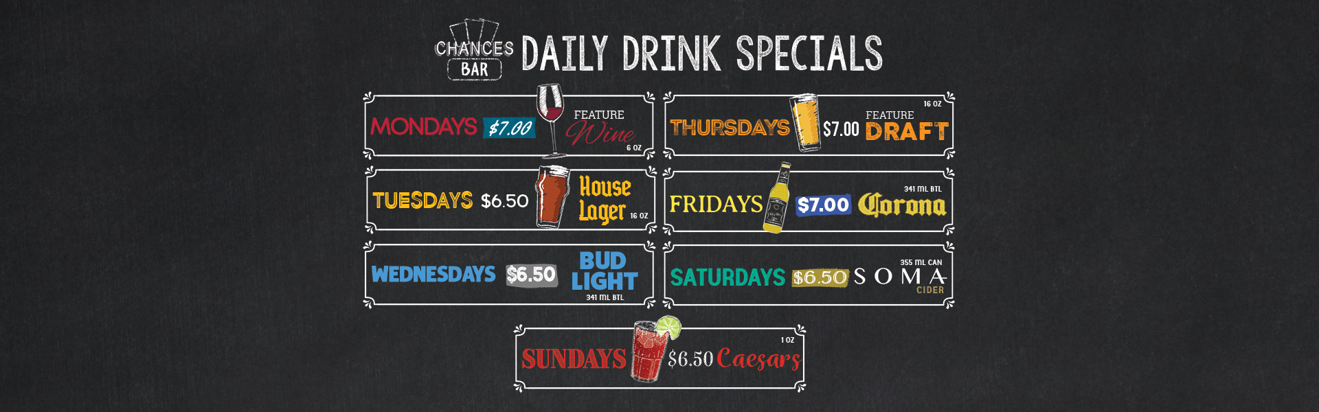 Chances Bar Daily Specials